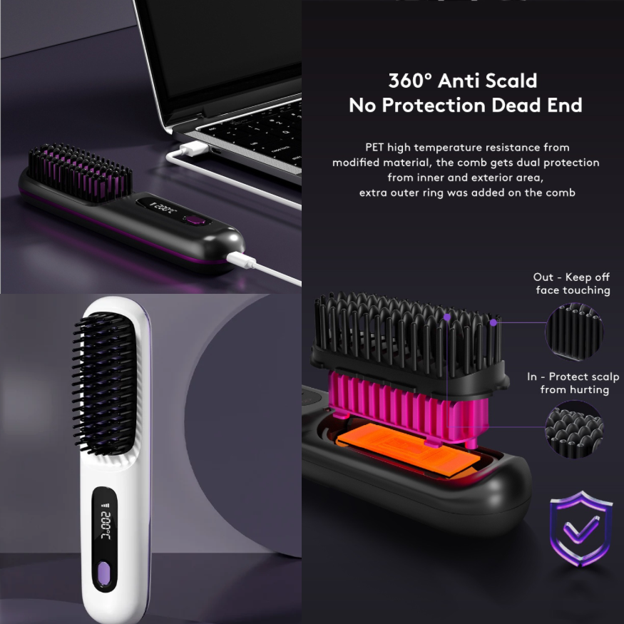 2 in 1 hair straightener and curler brush