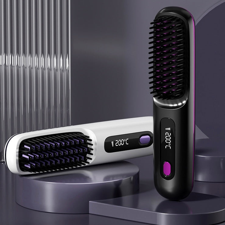 2 in 1 hair straightener and curler brush