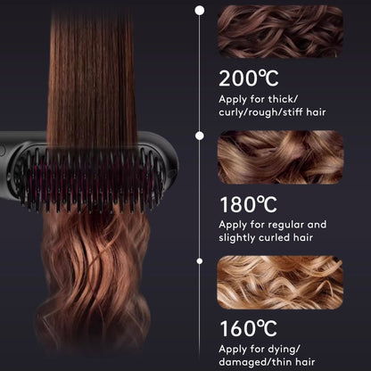 2 in 1 hair straightener and curler brush