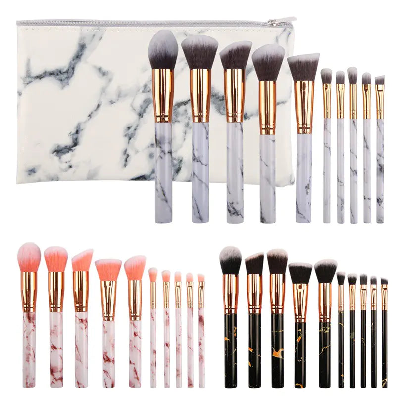 Marble makeup brush set